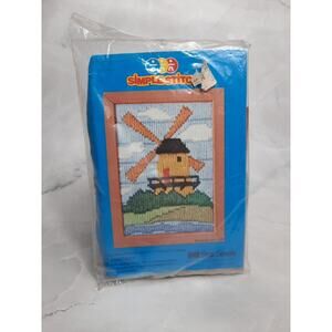 Vintage Sew Simple Embroidery Kit Windmill 601-008 5x7